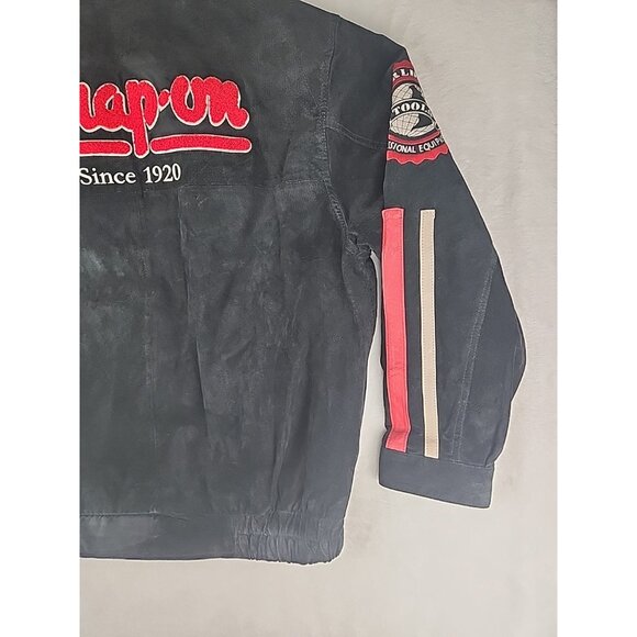 Snap On Tools 2008 Limited Edition Suede Leather Jacket Mens Black Zip XL - Picture 12 of 16